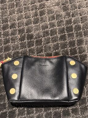 Hammitt Black Leather Pouch with Gold Stud Accents